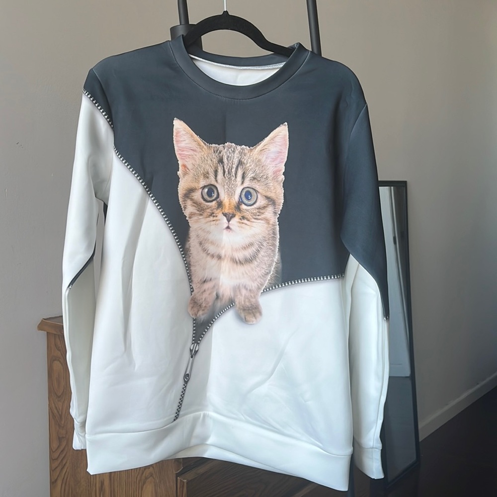 Realistic Cat Zipper Sweater